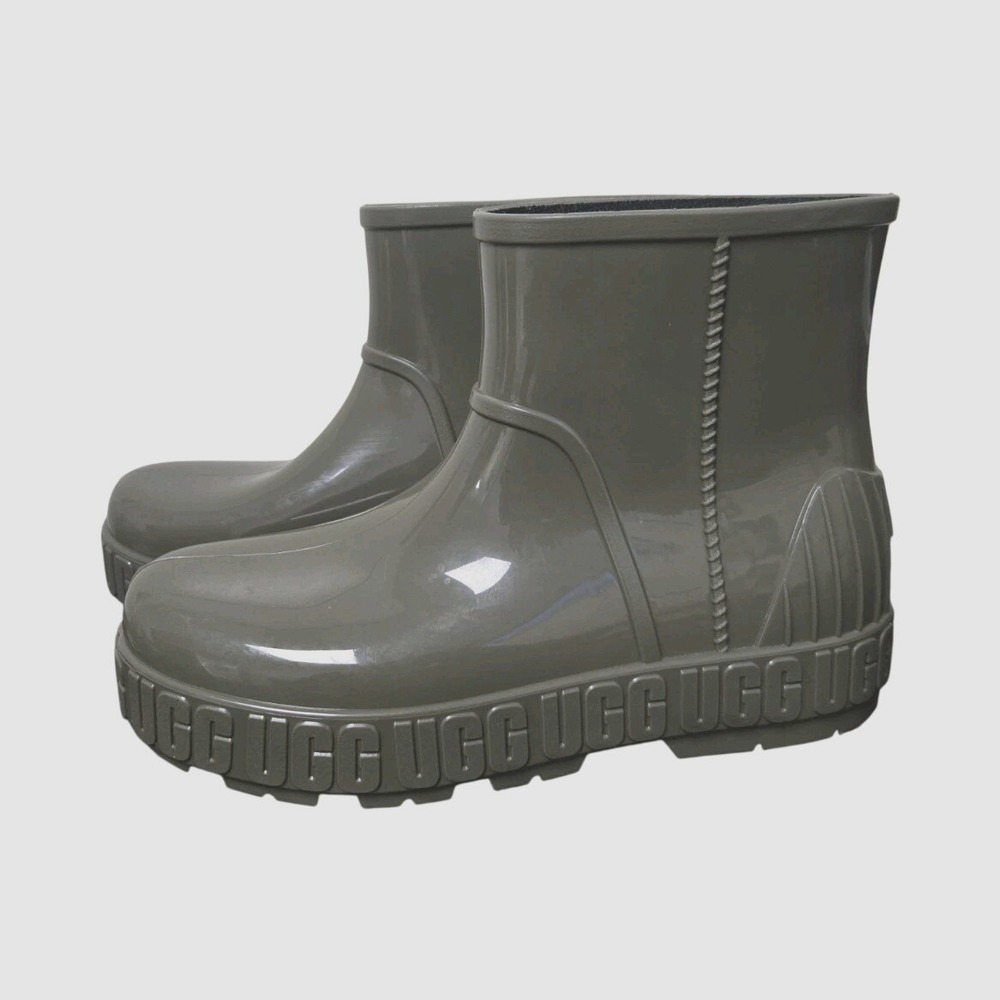 UGG Waterproof Olive Ankle Rain Boots for Men with Faux Fur Insole Size 8 1/2
